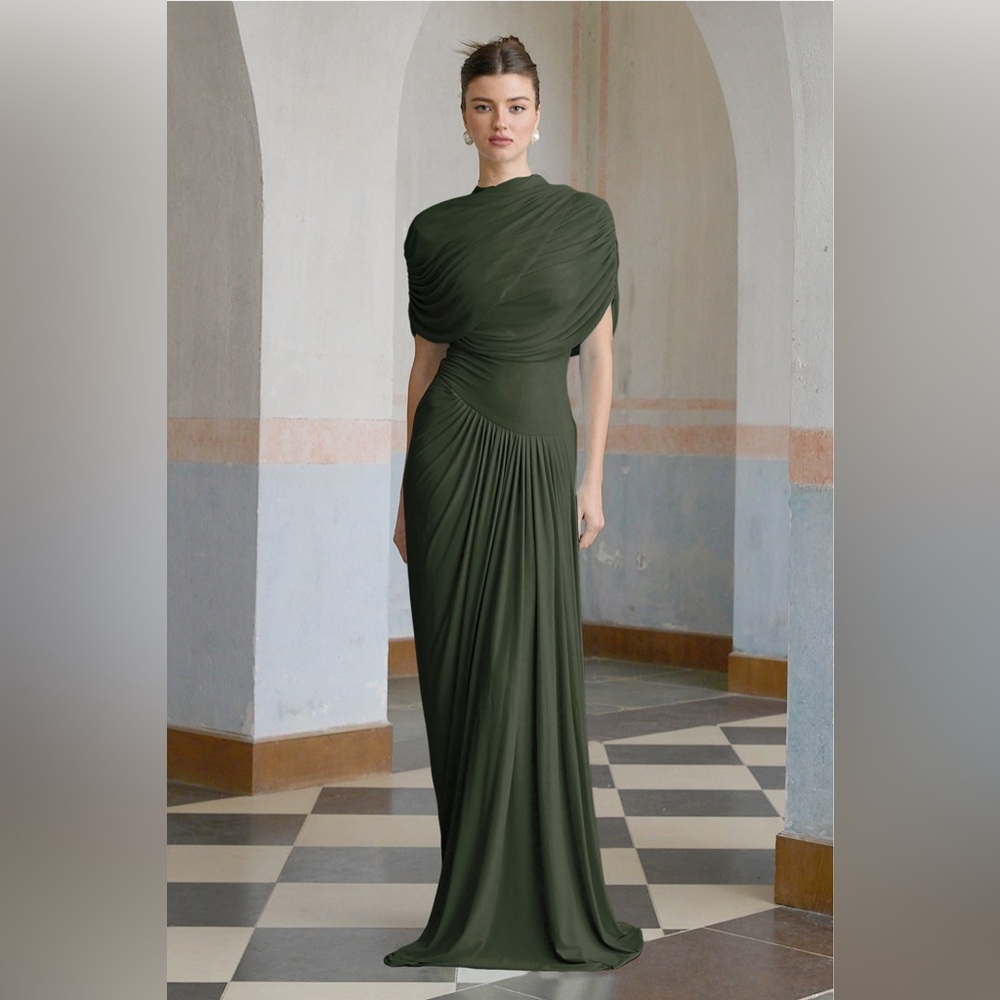 NWT Miss Rosier Catherine asymmetrical pleated maxi dress